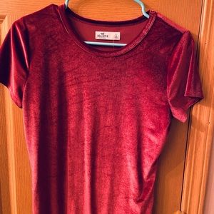 Hollister Size Large Velvet Bodysuit in color red